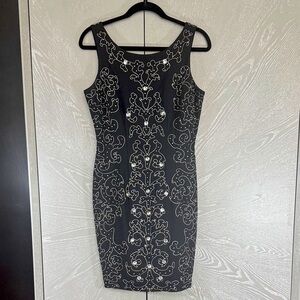 A.J. Bari Elegant Black and Silver Embellished Mini Dress